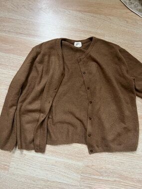 Brown Button Cardigan Sweater